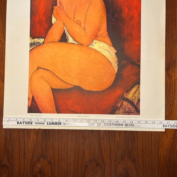 Vintage Amedeo Modigliani 28x22 Large Lithograph Seated Nude USA MCM Art Print - Picture 6 of 13